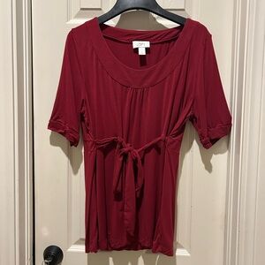 LOFT Red Tie-Waist Top